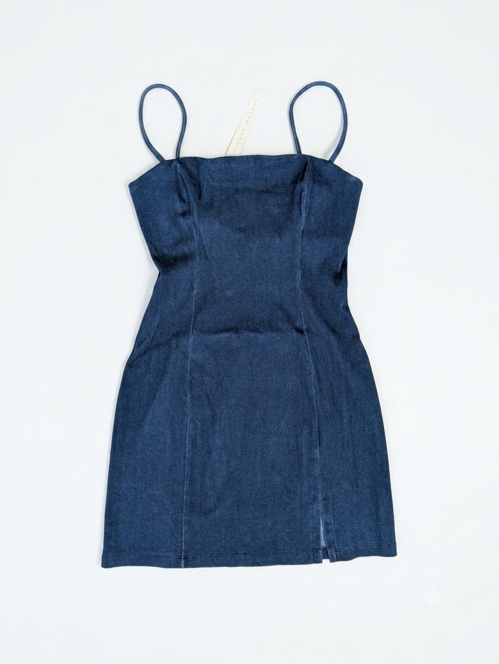 NWT Susana Monaco Stretch Denim Mini Dress XS Dark Blue Camisole Slit Transition